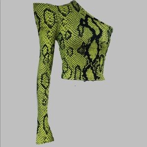 Designer Asymmetrical BC Lime Green Crop Top